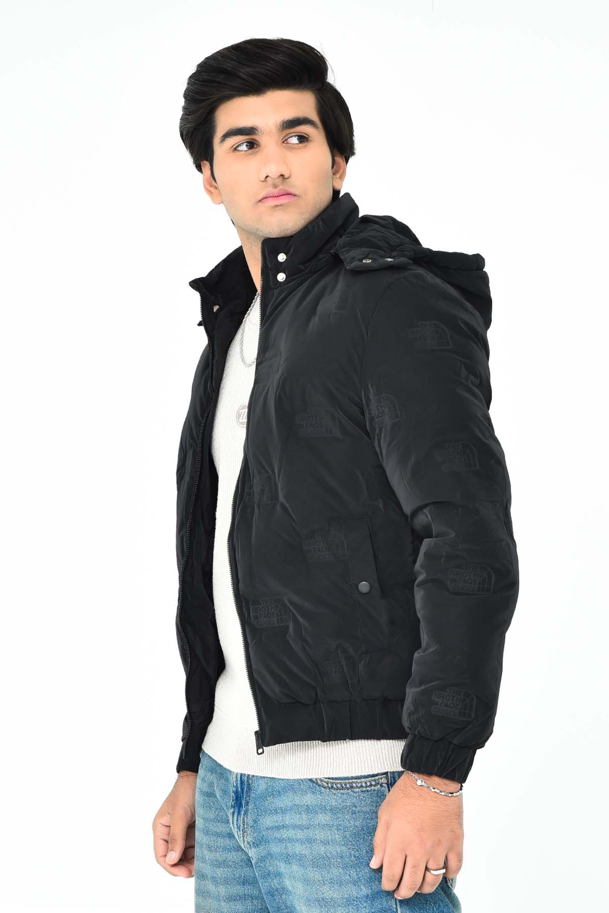 Men's Black Puffer Jacket with Hood