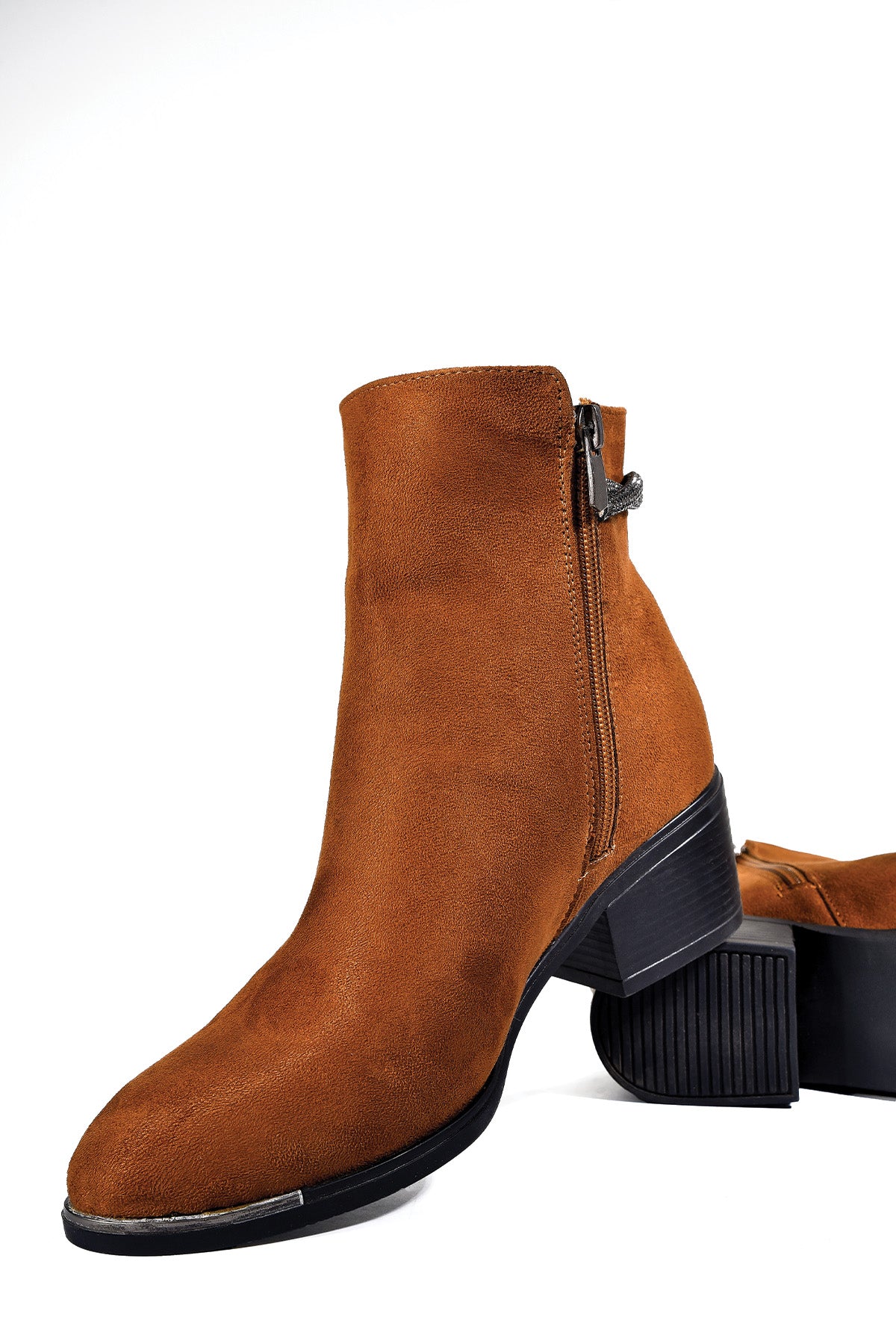 Stylish Camel Suede Ankle Boots