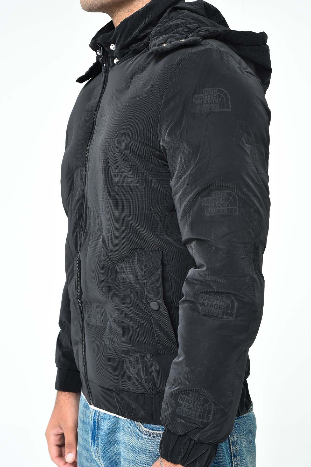 Men's Black Puffer Jacket with Hood