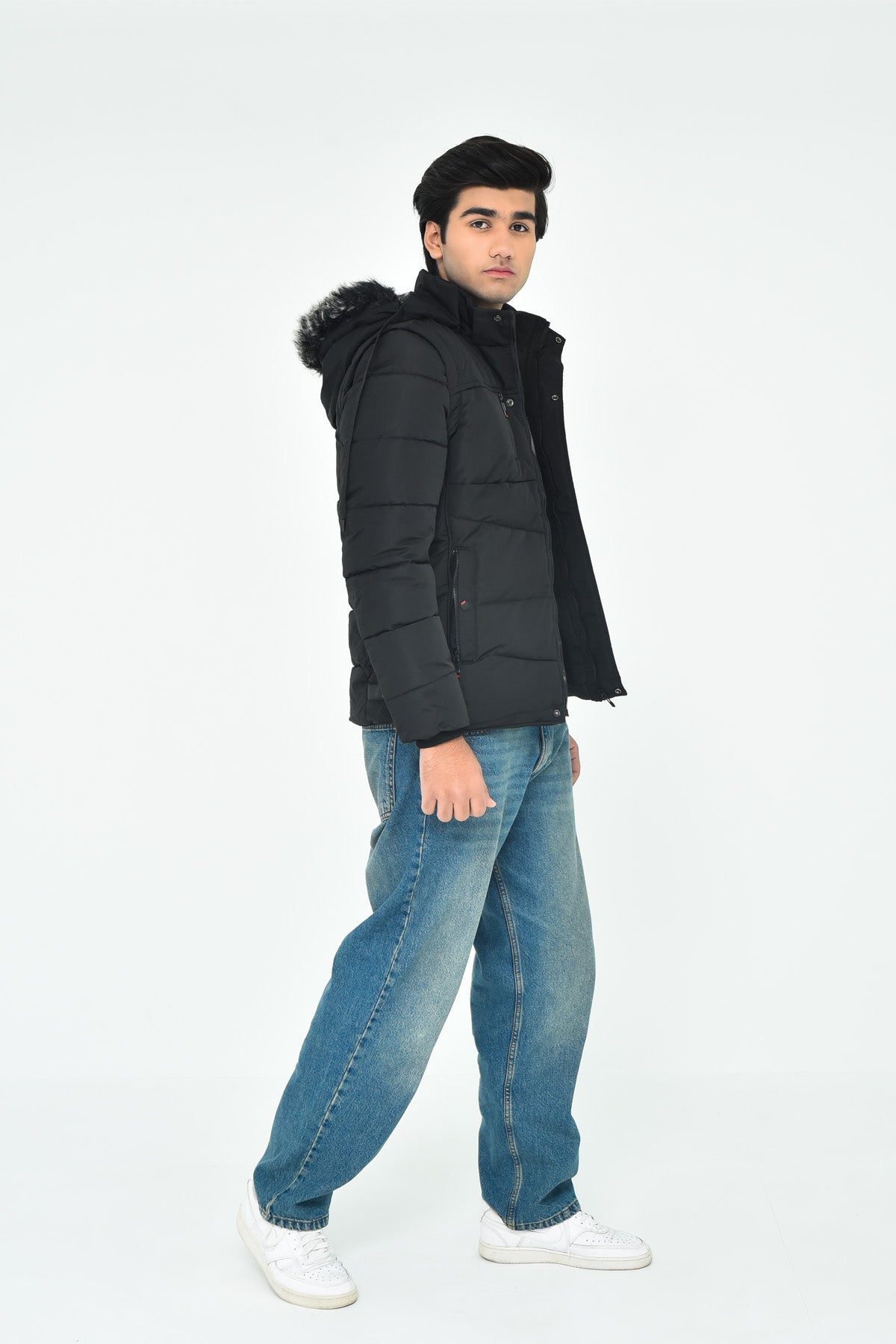 Men's Black Hooded Winter Jacket