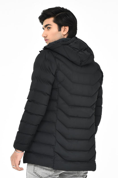 Men's Longline Black Puffer Jacket