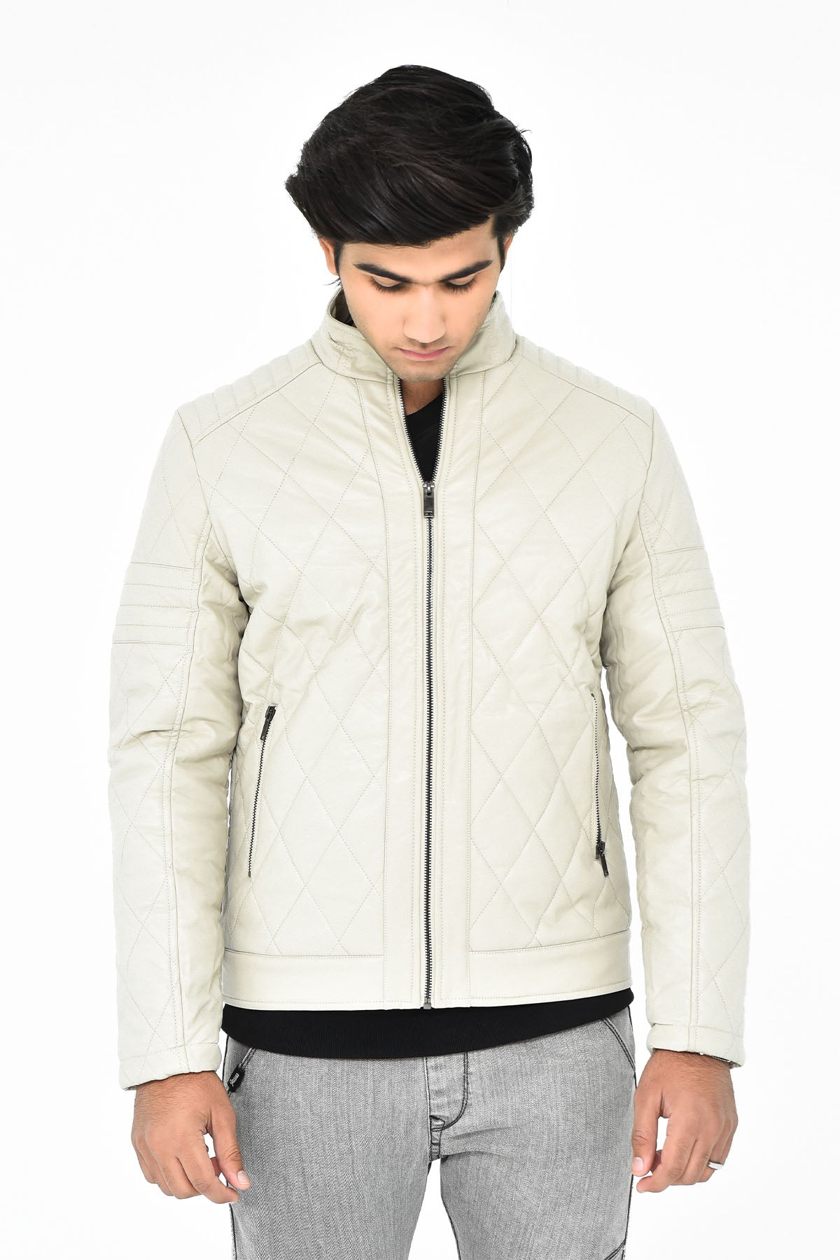 Men's Stylish Quilted Leather Jacket