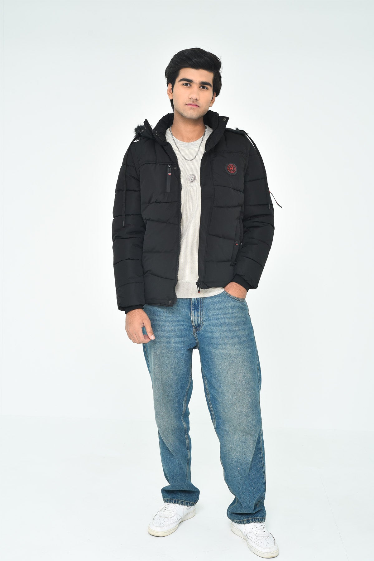 Men's Black Hooded Winter Jacket