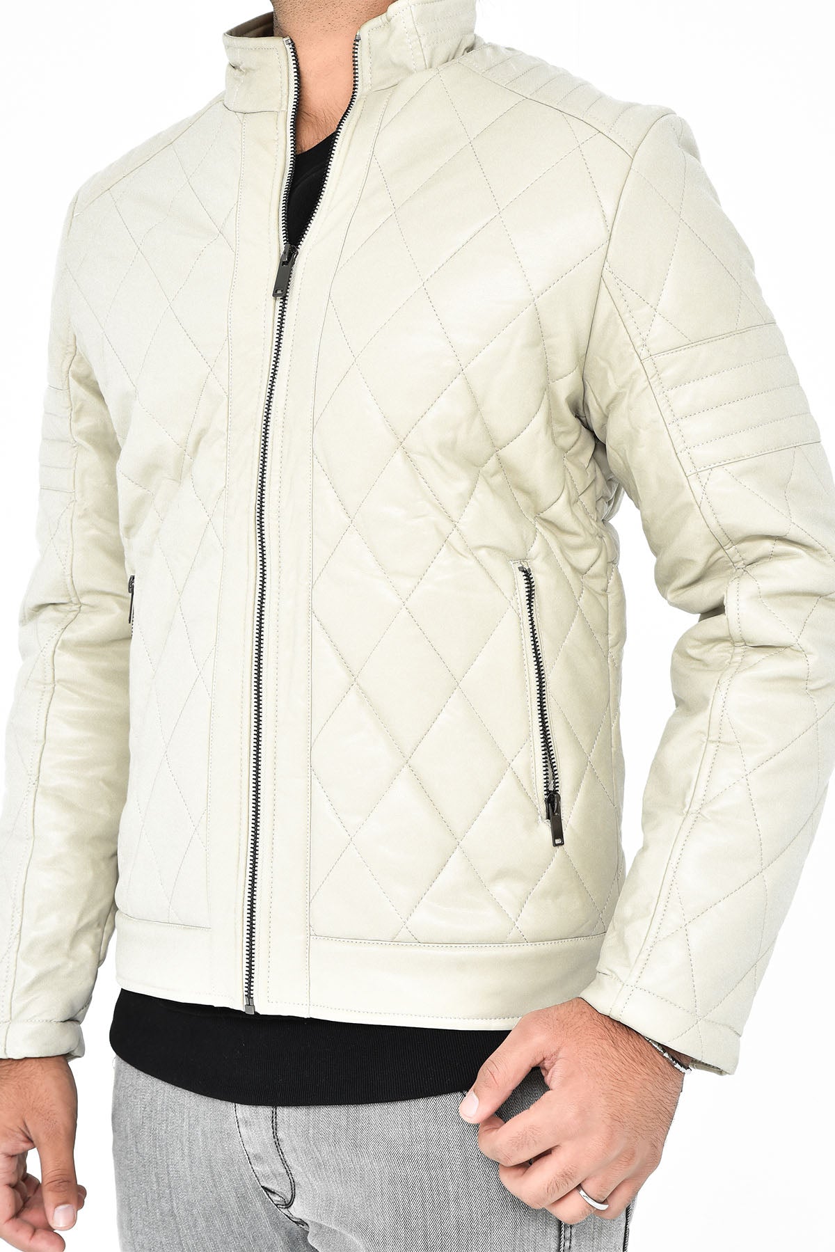 Men's Stylish Quilted Leather Jacket