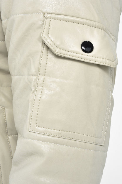 Men's Light Beige Moto Leather Jacket