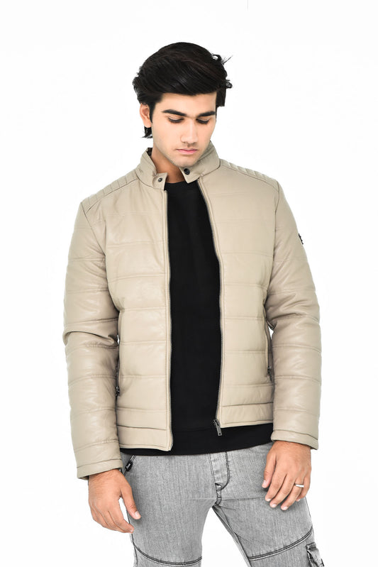 Men's Beige Leather Jacket