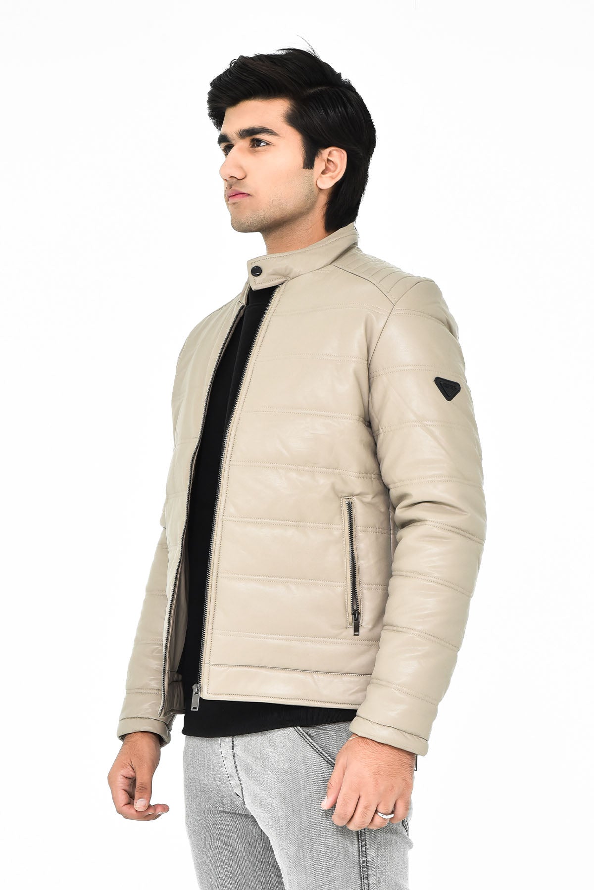 Men's Beige Leather Jacket