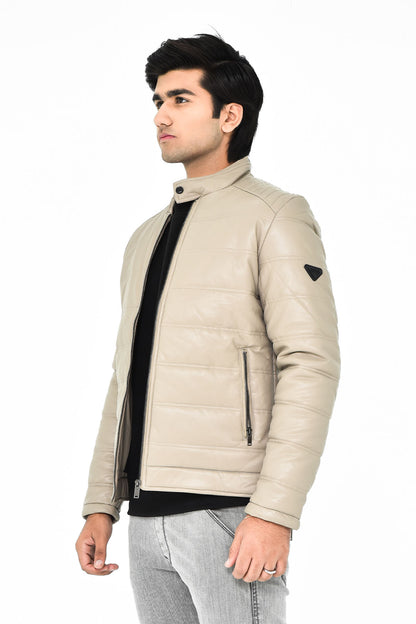 Men's Beige Leather Jacket