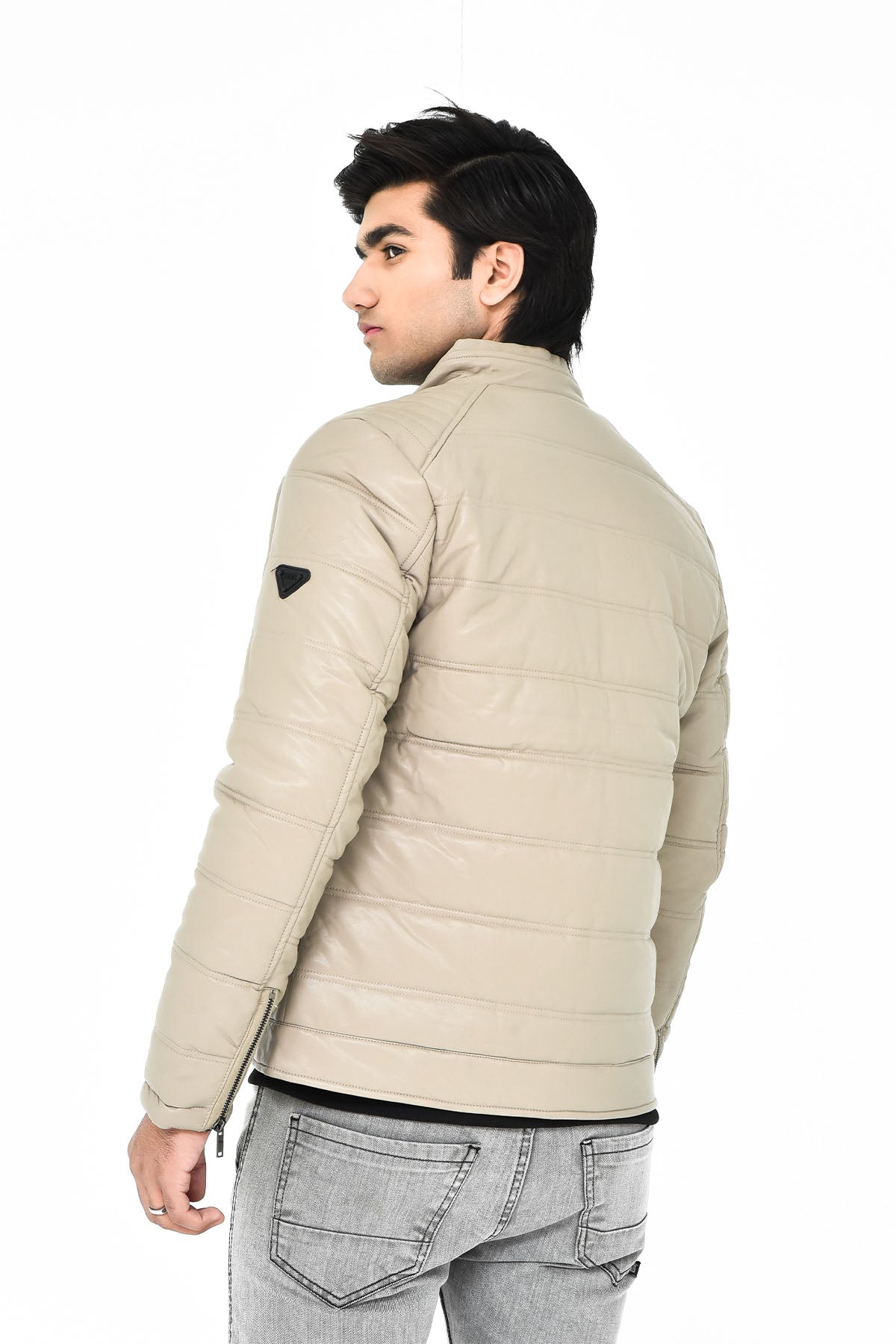 Men's Beige Leather Jacket