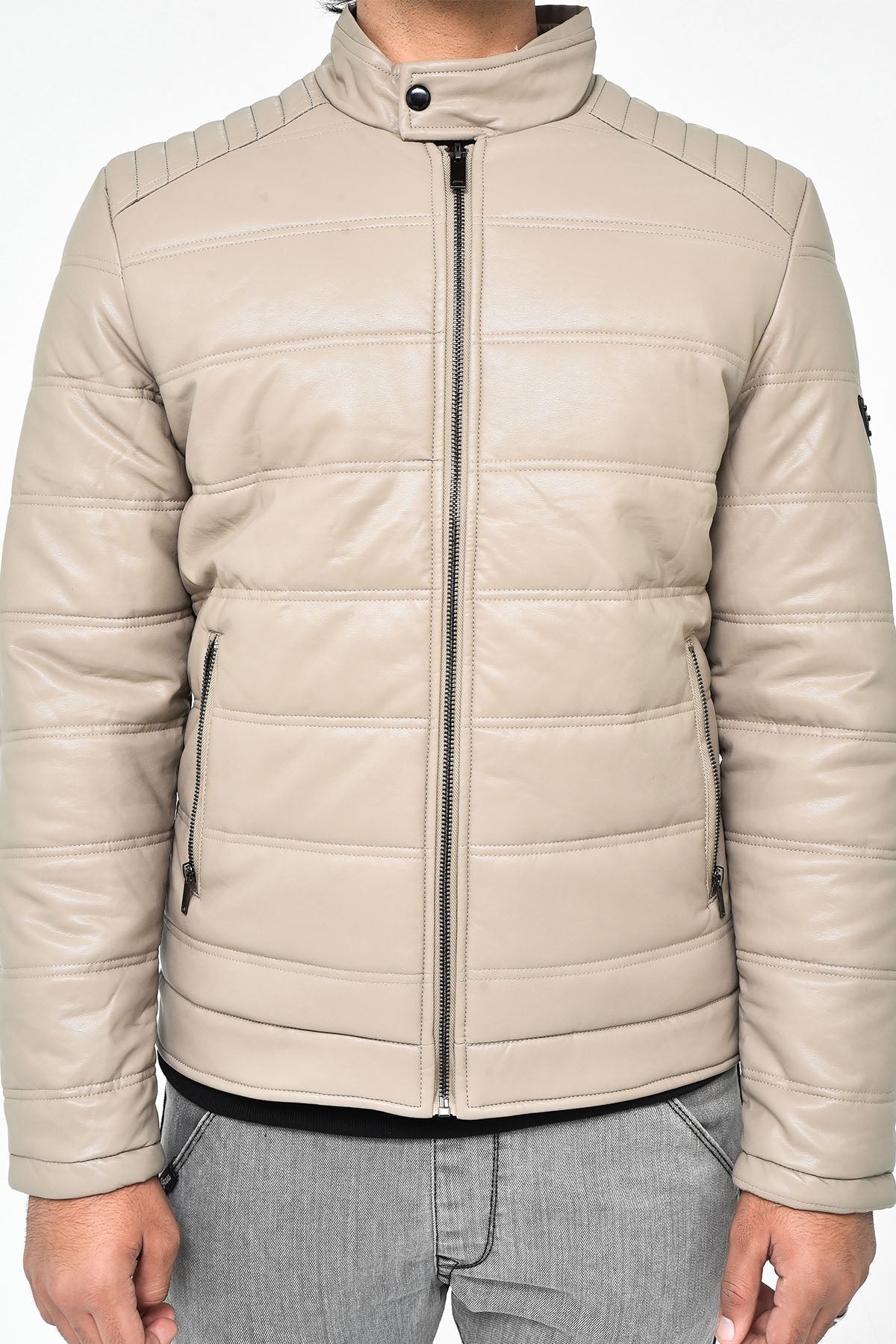 Men's Beige Leather Jacket