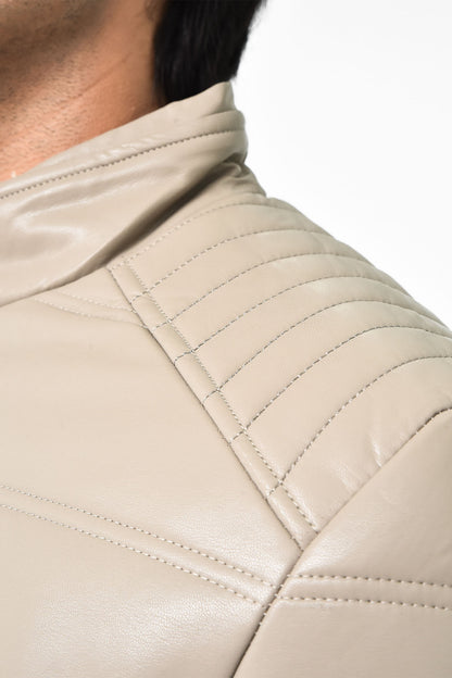 Men's Beige Leather Jacket