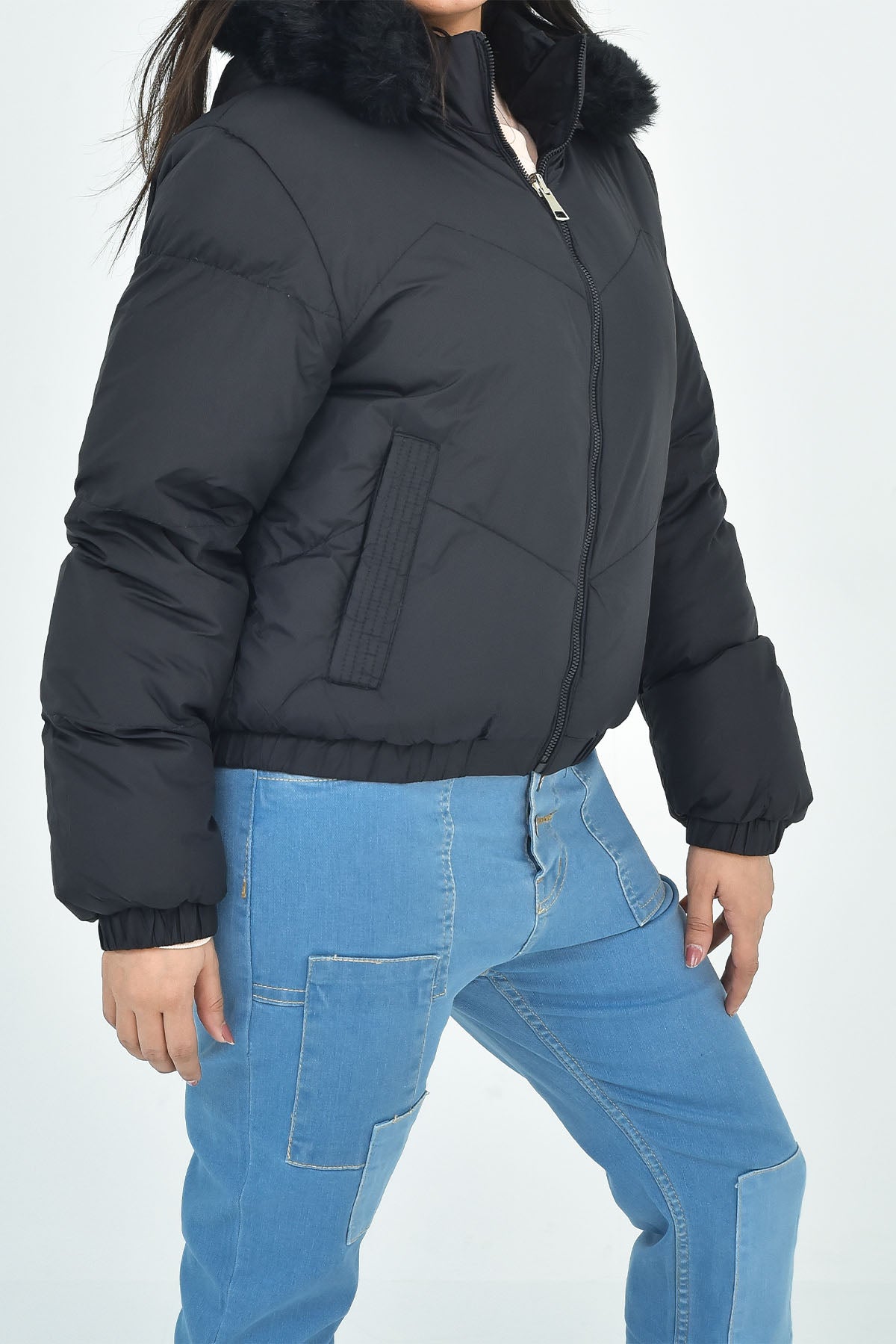 Women's Black Hooded Puffer Jacket