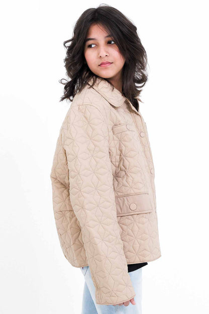 Girls' Quilted Beige Jacket