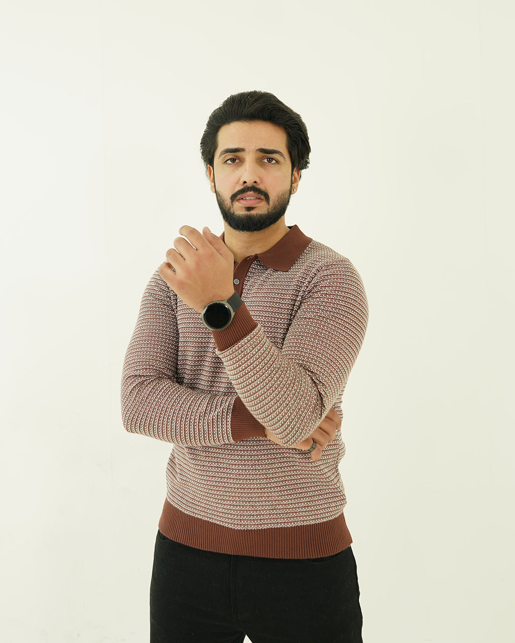 Brown Pattern Knit Sweater