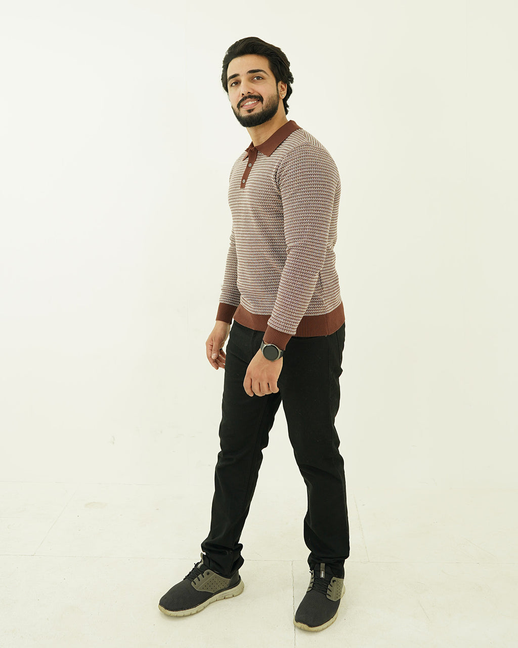 Brown Pattern Knit Sweater