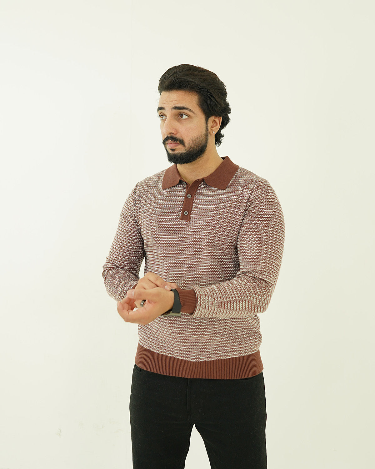 Brown Pattern Knit Sweater