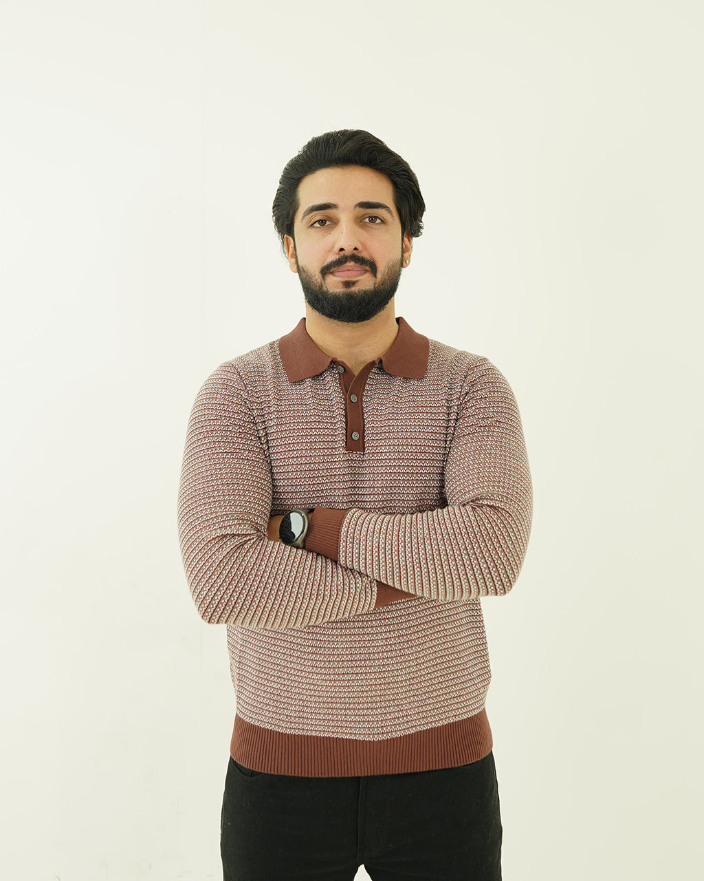 Brown Pattern Knit Sweater