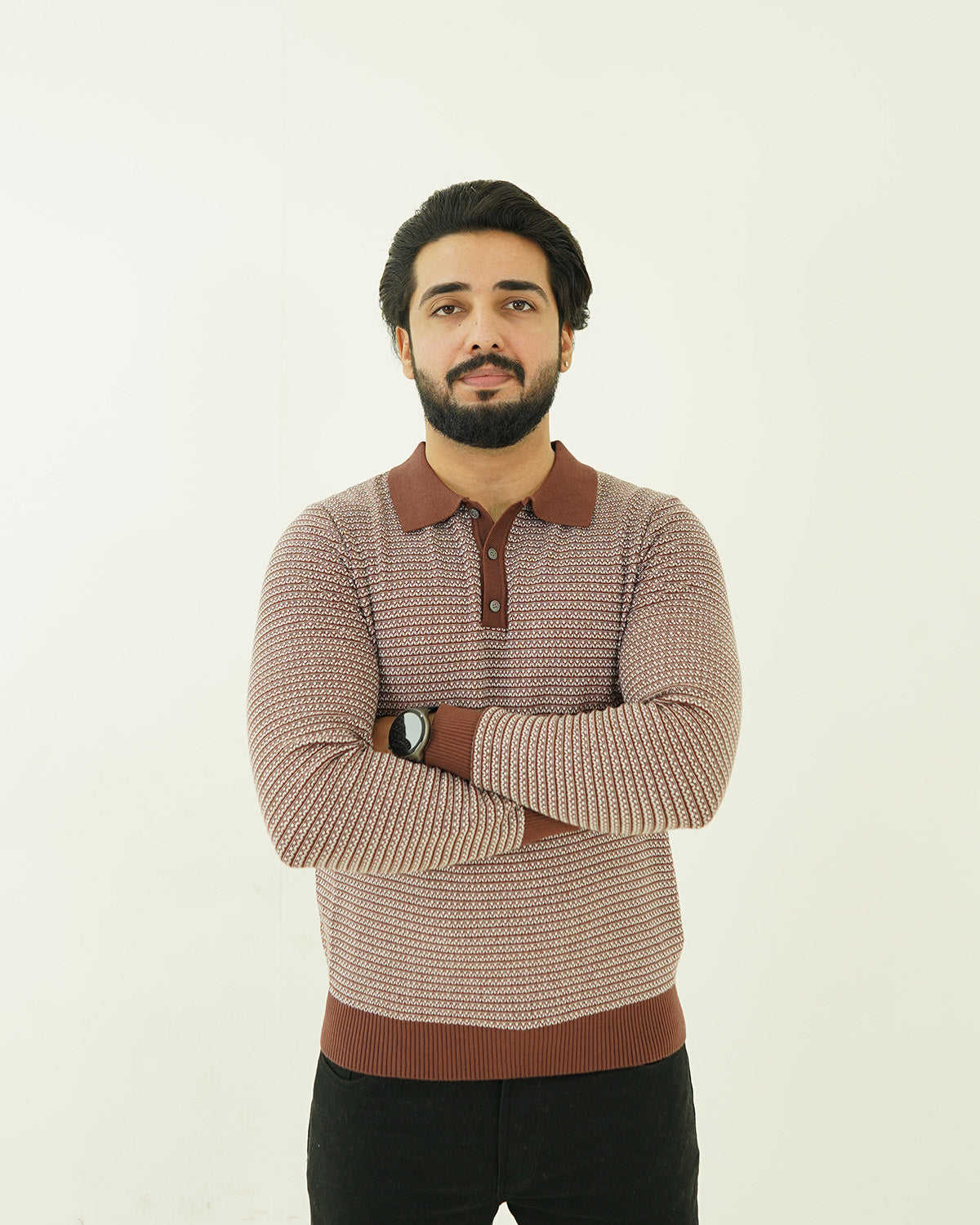 Brown Pattern Knit Sweater