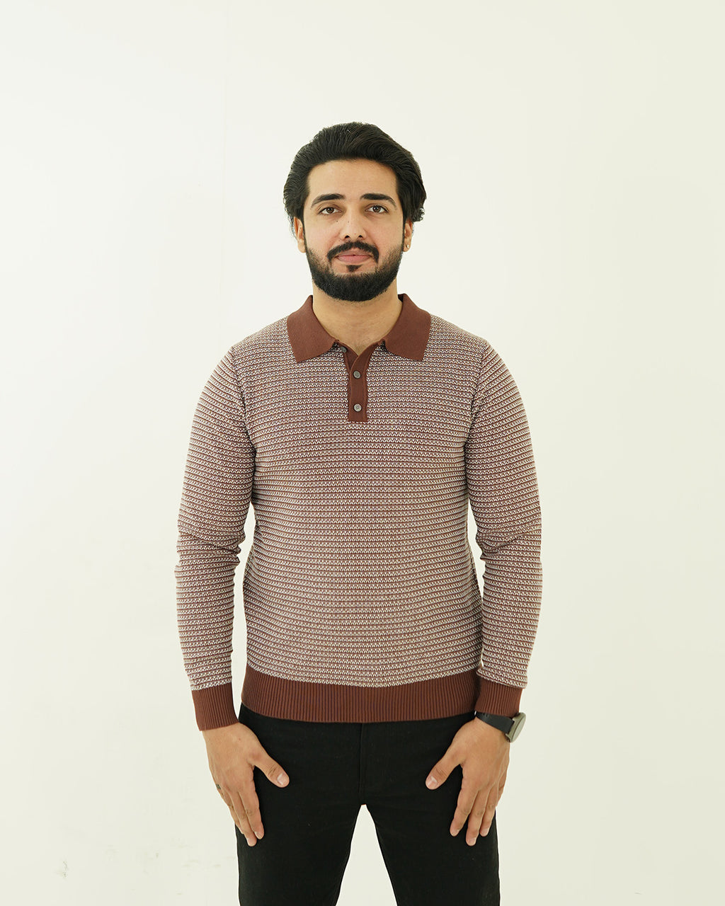 Brown Pattern Knit Sweater