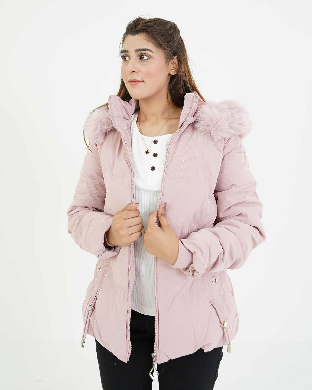 Stylish Women’s Long Puffer Coat Pink – Lightweight & Cozy